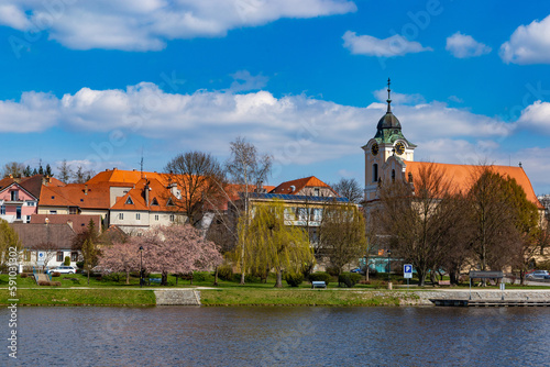 Springtime in little town Tyn nad Vltavou, Czechia