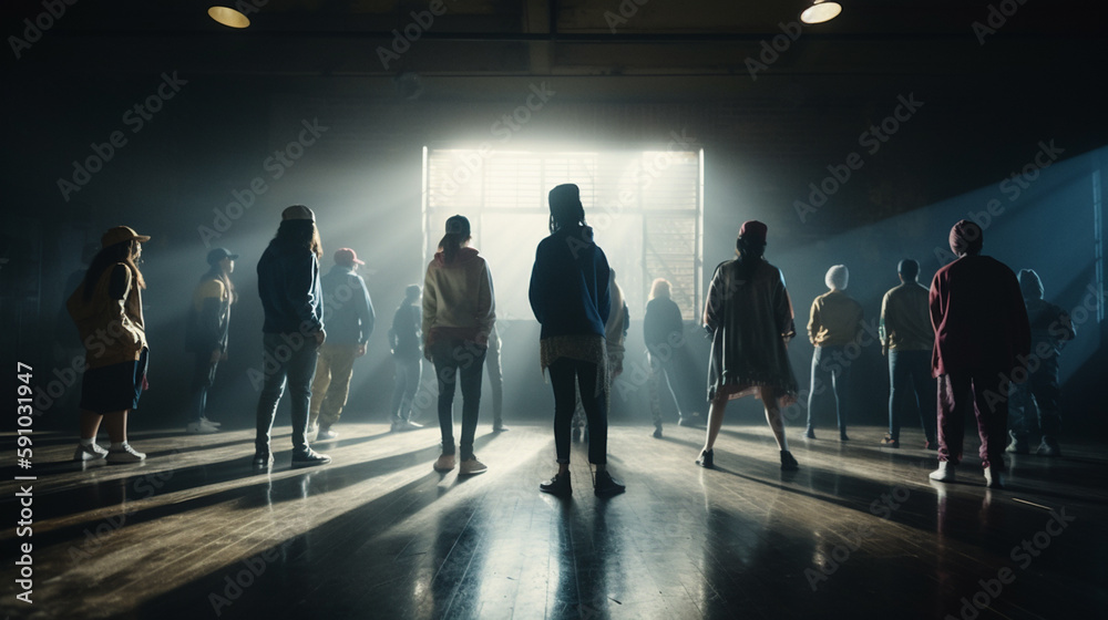 Group of young people dancing. Generative Ai Group of young people dancing. Generative Ai
