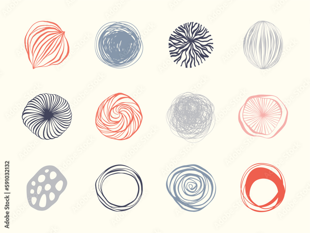 Artistic circle elements. Use for social media posts, Highlights cover icons, posters, t-shirt prints, greeting and business cards, banners, icons, labels, badges and other graphic designs.