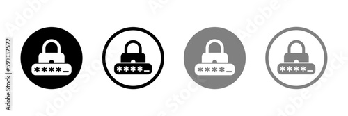  Password protection flat vector icons