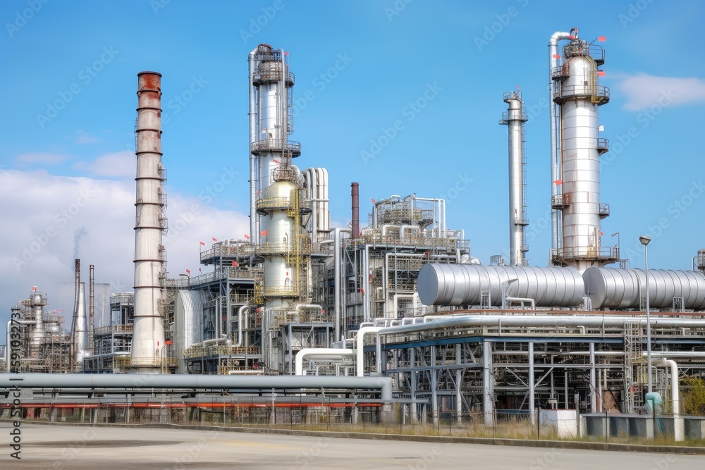 refinery, processing oil into gasoline and other products, created with generative ai refinery, processing oil into gasoline and other products, created with generative ai