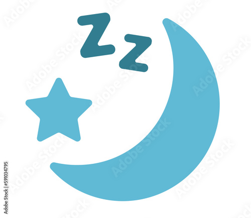 Concept Sleep icons moon star zzz. This illustration is a flat, vector cartoon design featuring sleep-related icons. Vector illustration.