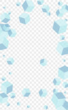 Monochrome Box Background Transparent Vector. Cubic Collection Texture. Blue Geometric Paper Design. Simple Illustration. Grey Geometry Square.