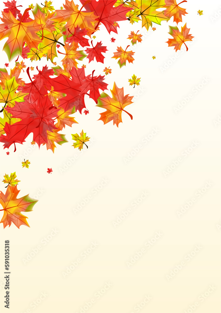 Red Leaves Background Beige Vector. Plant Decoration Design. Orange October Leaf. Realistic Floral Illustration. Red Leaves Background Beige Vector. Plant Decoration Design. Orange October Leaf. Realistic Floral Illustration.