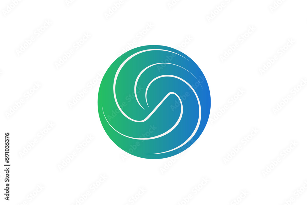 Green and blue swirl symbol logo design vector, abstract green background Green and blue swirl symbol logo design vector, abstract green background