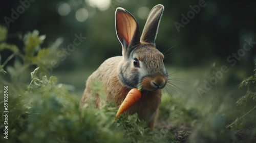 Rabbit and carrot. Generative Ai