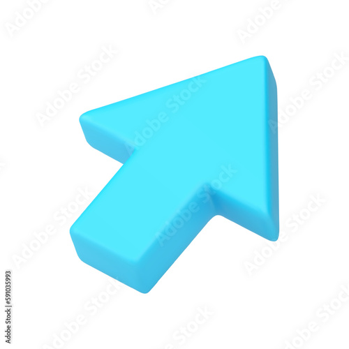 Up arrow right direction blue marker cyberspace interface cursor 3d icon realistic vector