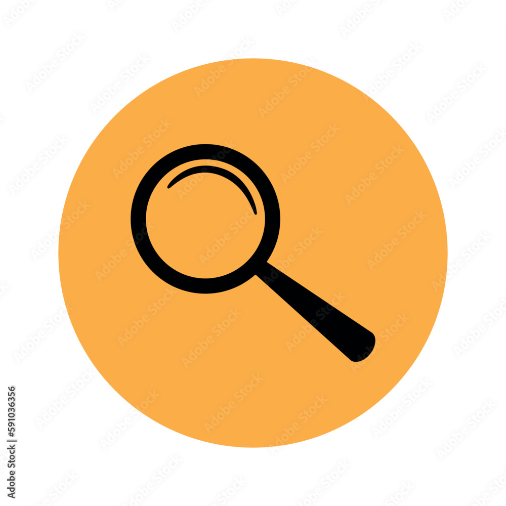 Magnifier icon on orange background Magnifier icon on orange background