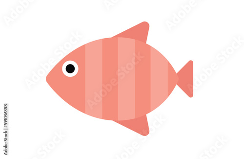 Concept Underwater fishes oval striped fish. This illustration is a flat vector illustration that depicts an underwater scene. The concept is a cartoon representation fish. Vector illustration. © Andrey