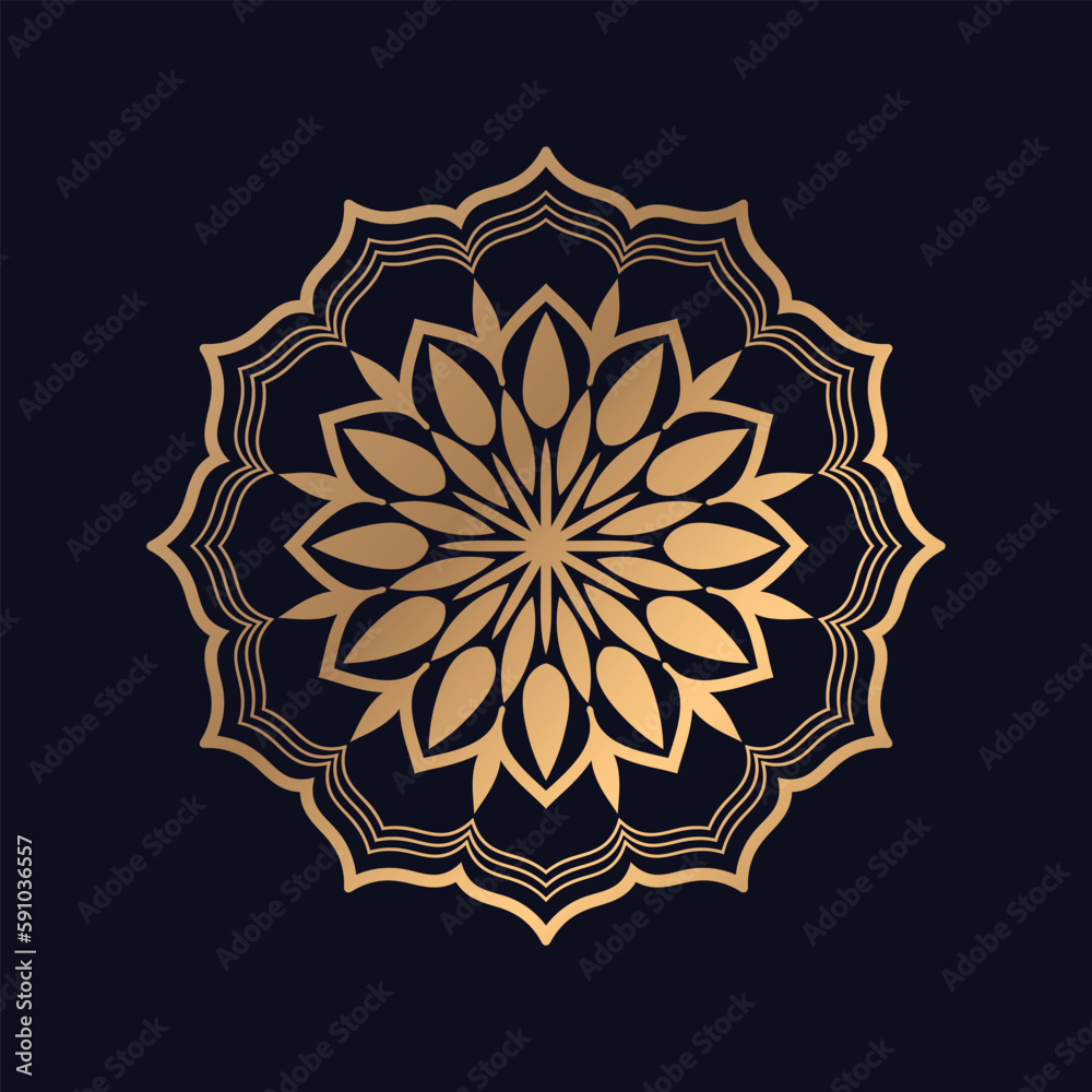 Beautiful Mandala gold in black background vector image Beautiful Mandala gold in black background vector image