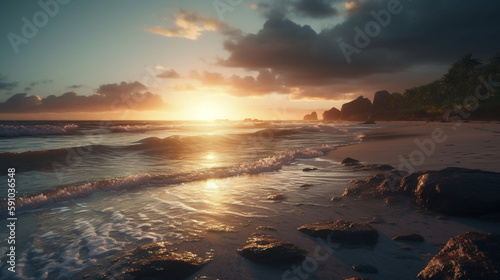 Beautiful sunrise over the sea. Generative Ai