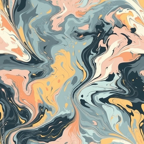 Seamless pattern of abstract marble painting with liquid texture. AI generation.