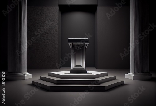 empty podium interior view. Generative AI