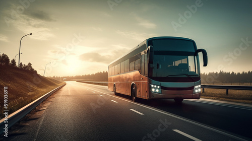 Bus on the road. Generative Ai