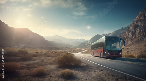 Bus on the road. Generative Ai