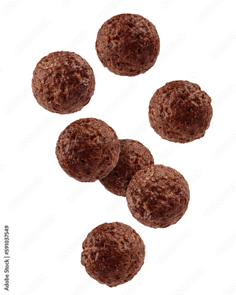 Falling corn ball, isolated on white background, full depth of field