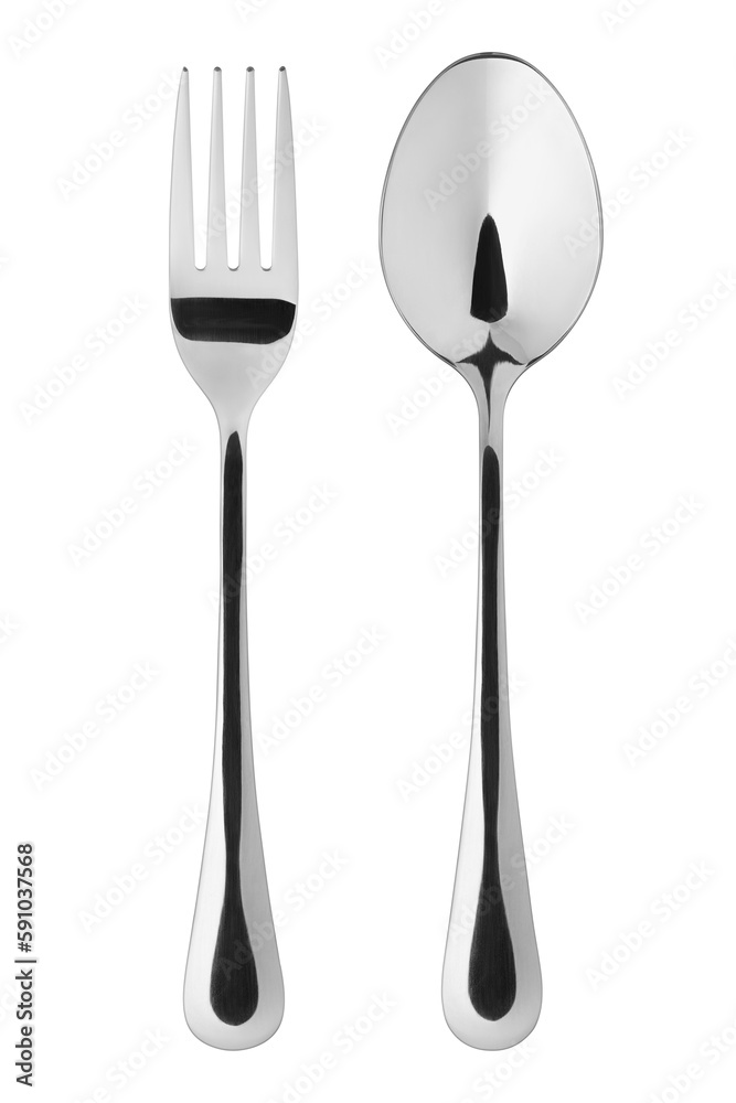 Fork, Spoon, cutlery isolated on white background, clipping path, full depth of field Fork, Spoon, cutlery isolated on white background, clipping path, full depth of field
