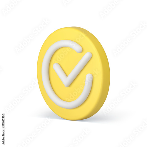 Done checkmark circle badge confirmation button success acceptance isometric 3d icon vector