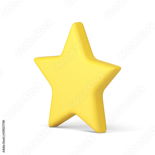 Star yellow isometric badge prize rating best quality achievement medal 3d icon realistic vector