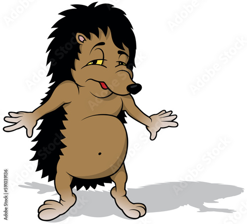 Front View of a Brown Sleepy Hedgehog with Outstretched Paws