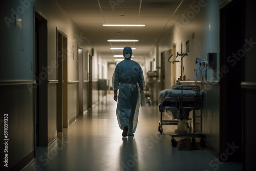 doctor walking in the hospital corridor for operation ai generated art © pasi