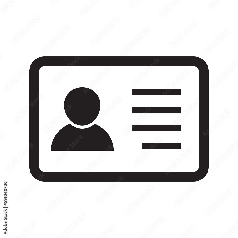 Id card icon. Id card badge icon. Identification card, driver's license icon. Vector illustration. Id card icon. Id card badge icon. Identification card, driver's license icon. Vector illustration.
