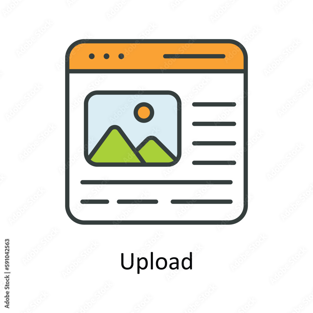 Upload Vector Fill outline Icons. Simple stock illustration stock