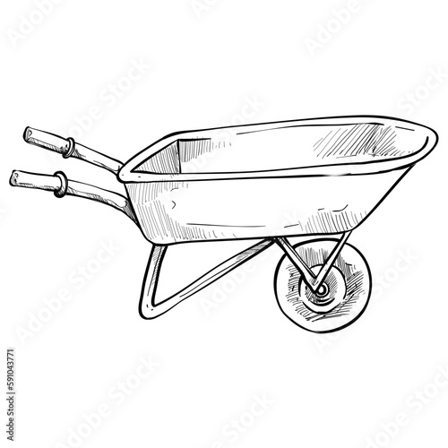 Fotografija wheelbarrow handdrawn illustration