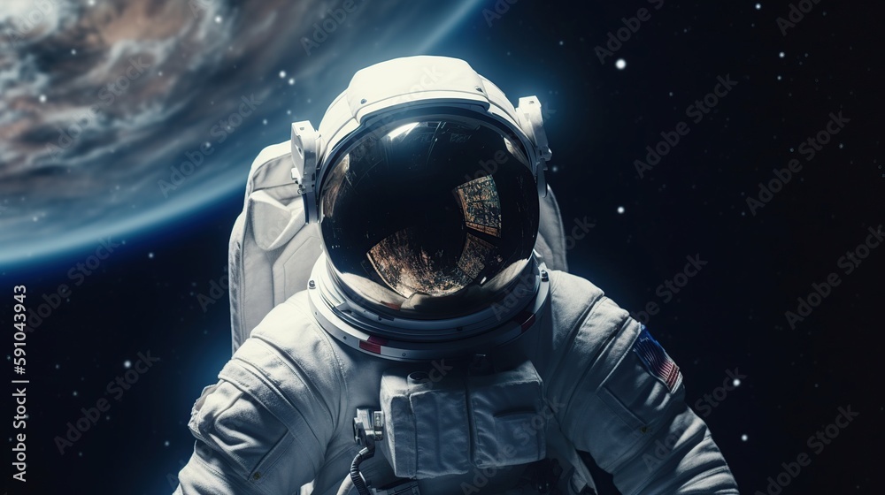 astronaut in space on the background of planet earth. generative ai astronaut in space on the background of planet earth. generative ai