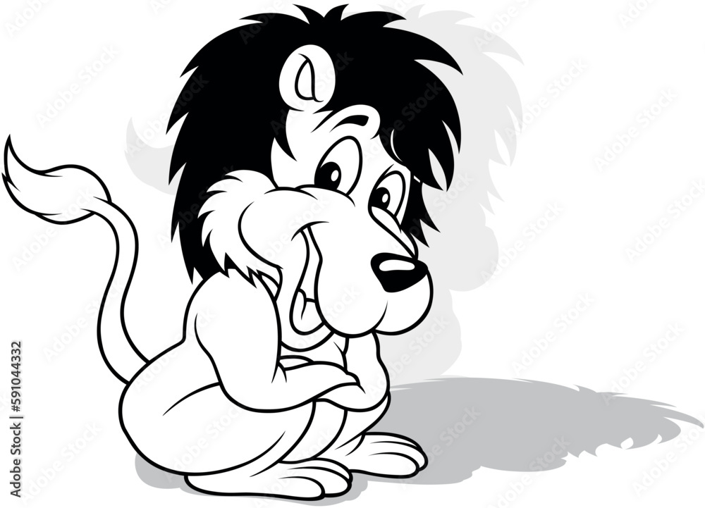 Drawing of a Seated Lion with Head Turned Drawing of a Seated Lion with Head Turned