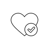 New Heart tick vector icon, flat design healthy heart with checkmark symbol illustration, Medicines for heart logo.