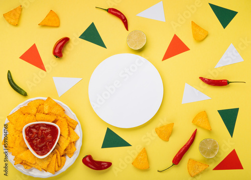 Cinco de Mayo (Fifth of May) Fiesta Celebration Concept on Yellow Background.