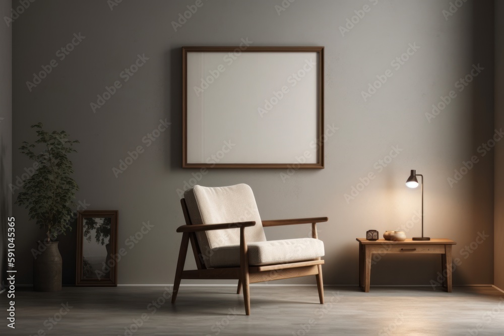 The Art of Negative Space: Modern Chair and Blank Frame in Perfect Harmony The Art of Negative Space: Modern Chair and Blank Frame in Perfect Harmony