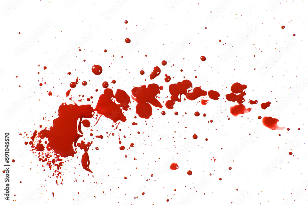 Blood drops, splatter or puddle isolated on white