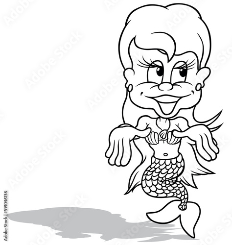 Drawing of a Smiling Mermaid