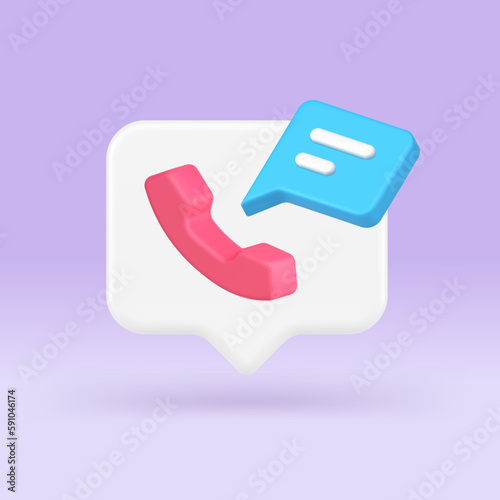 Phone call telephone chat helpdesk assistance quick tips application 3d icon realistic vector