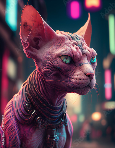 Cyberpunk sphynx realistic AI generated © AhmadSoleh