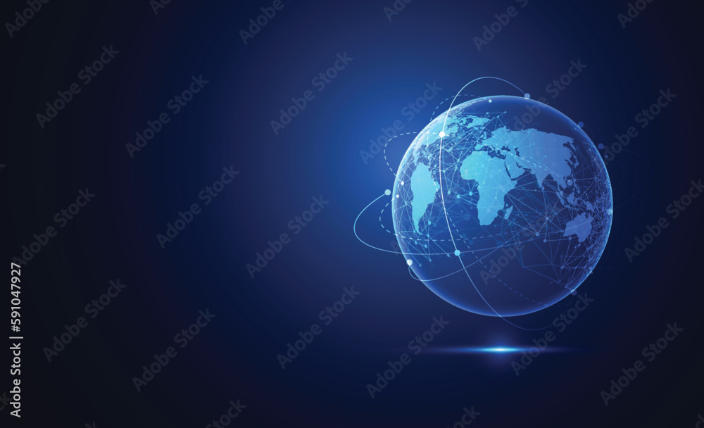 Fototapeta premium Global network connection. World map point and line composition concept of global business. Vector Illustration