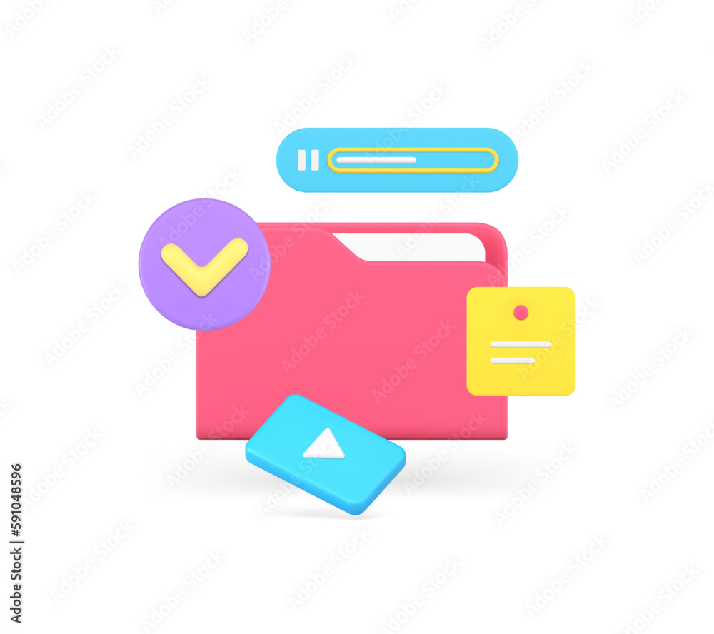 Cyberspace cloud computing data storage document folder multimedia content 3d icon realistic vector Cyberspace cloud computing data storage document folder multimedia content 3d icon realistic vector