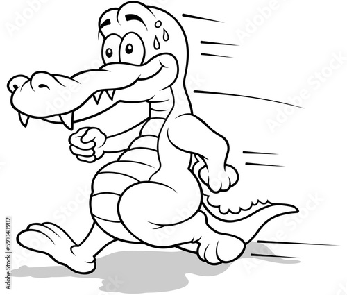 Drawing of a Running Crocodile