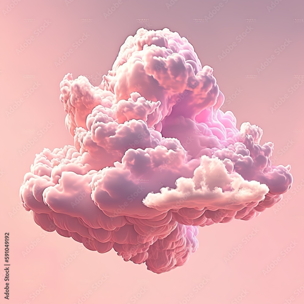 Obraz na plátně Soft pink clouds cutout backgrounds effect 3d rendering png in the sky for girls