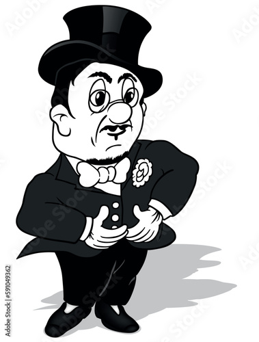 Drawing of a Stick Figure in a Tailcoat with a Top Hat on his Head