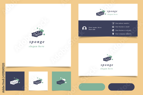 Sponge logo design with editable slogan. Branding book and business card template.