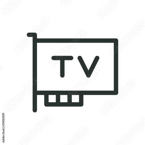 TV tuner card for PC isolated icon, internal computer board TV tuner vector icon with editable stroke