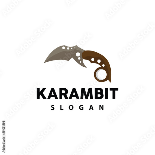 Kerambit Logo, Indonesia Fighting Weapon Vector, Ninja Fighting Tool Simple Design, Template Illustration Symbol Icon