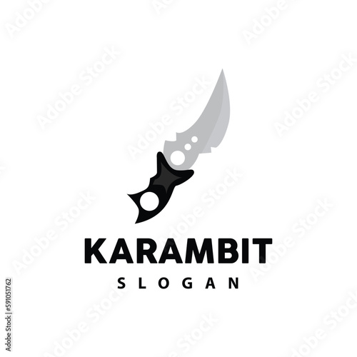 Kerambit Logo, Indonesia Fighting Weapon Vector, Ninja Fighting Tool Simple Design, Template Illustration Symbol Icon