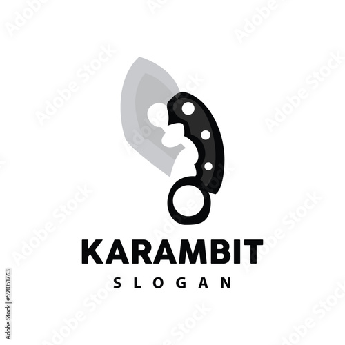 Kerambit Logo, Indonesia Fighting Weapon Vector, Ninja Fighting Tool Simple Design, Template Illustration Symbol Icon