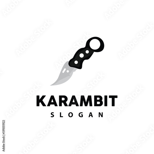 Kerambit Logo, Indonesia Fighting Weapon Vector, Ninja Fighting Tool Simple Design, Template Illustration Symbol Icon