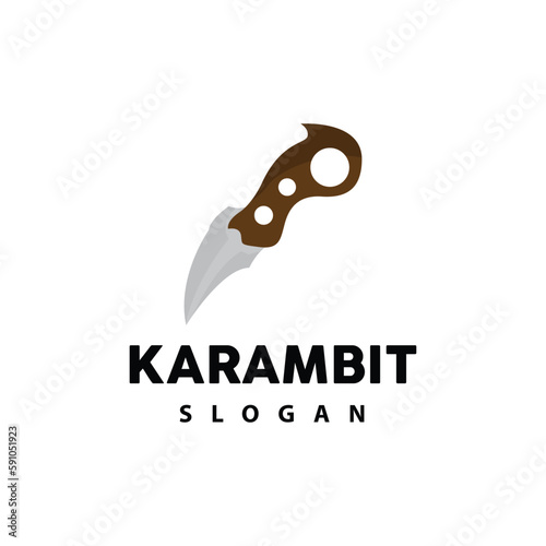Kerambit Logo, Indonesia Fighting Weapon Vector, Ninja Fighting Tool Simple Design, Template Illustration Symbol Icon