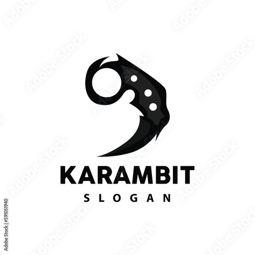Kerambit Logo, Indonesia Fighting Weapon Vector, Ninja Fighting Tool Simple Design, Template Illustration Symbol Icon